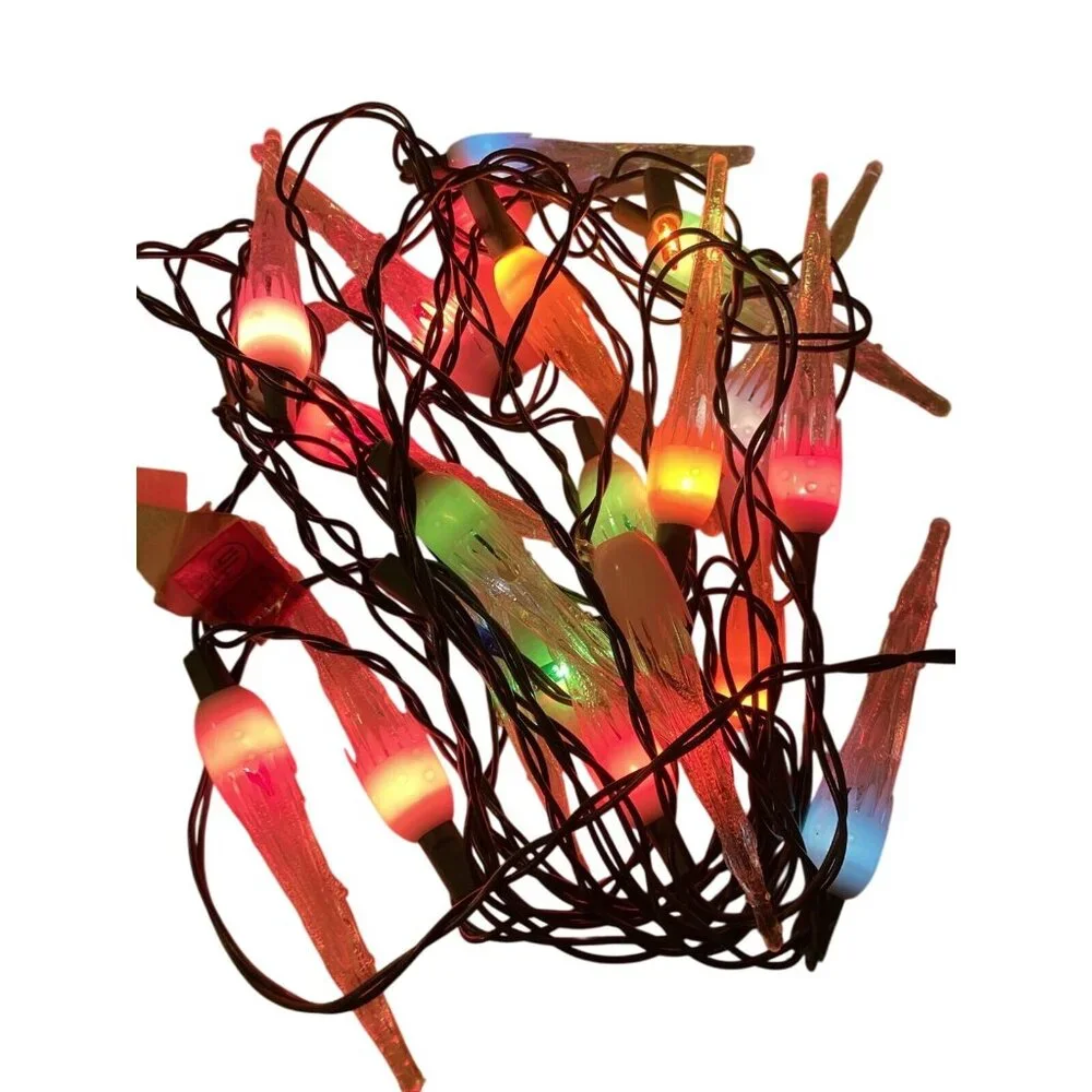 Midget Icicle Lights 20 Multicolor Indoor Outdoor String Christmas Lights